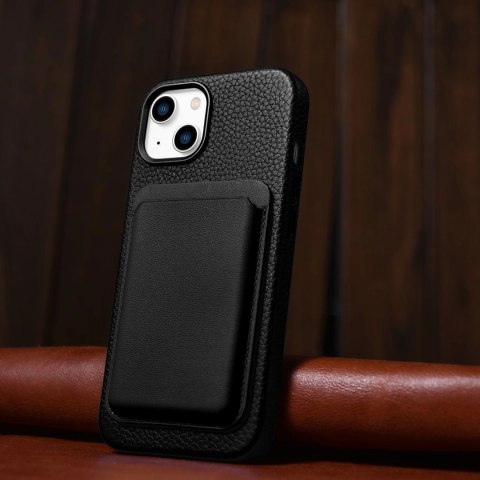 ICarer Litchi Premium Leather Case skórzane etui iPhone 14 Plus magnetyczne z MagSafe czarny (WMI14220711-BK) ICarer Litchi Premium Leather Case skórzane etui iPhone 14 Plus magnetyczne z MagSafe czarny (WMI14220711-BK)