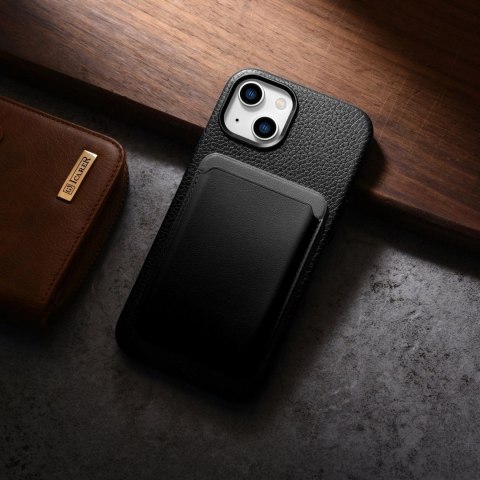 ICarer Litchi Premium Leather Case skórzane etui iPhone 14 Plus magnetyczne z MagSafe czarny (WMI14220711-BK) ICarer Litchi Premium Leather Case skórzane etui iPhone 14 Plus magnetyczne z MagSafe czarny (WMI14220711-BK)