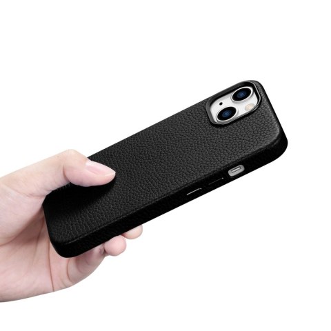 ICarer Litchi Premium Leather Case skórzane etui iPhone 14 Plus magnetyczne z MagSafe czarny (WMI14220711-BK) ICarer Litchi Premium Leather Case skórzane etui iPhone 14 Plus magnetyczne z MagSafe czarny (WMI14220711-BK)