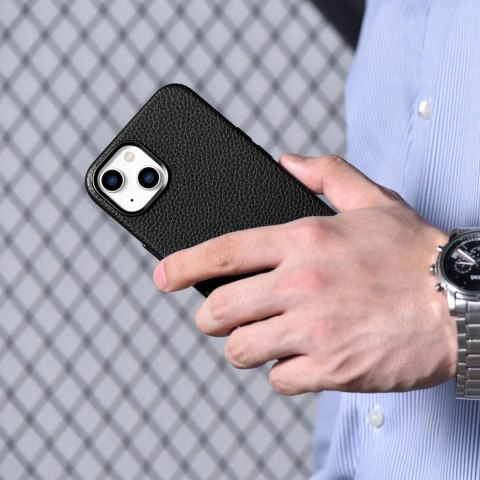 ICarer Litchi Premium Leather Case skórzane etui iPhone 14 Plus magnetyczne z MagSafe czarny (WMI14220711-BK) ICarer Litchi Premium Leather Case skórzane etui iPhone 14 Plus magnetyczne z MagSafe czarny (WMI14220711-BK)