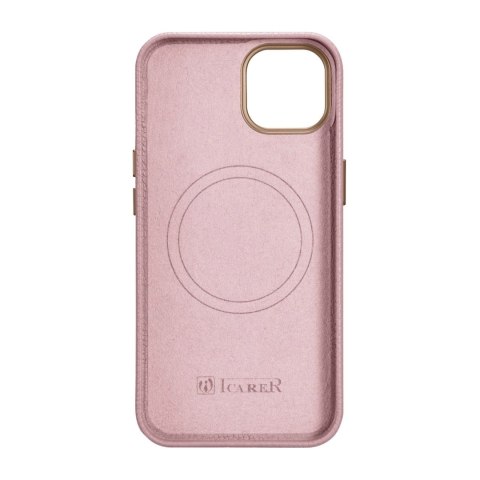 ICarer Litchi Premium Leather Case skórzane etui iPhone 14 Plus magnetyczne z MagSafe różowy (WMI14220711-PK) ICarer Litchi Premium Leather Case skórzane etui iPhone 14 Plus magnetyczne z MagSafe różowy (WMI14220711-PK)