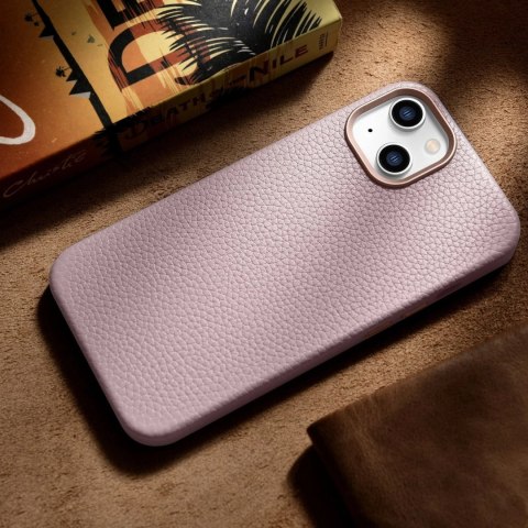 ICarer Litchi Premium Leather Case skórzane etui iPhone 14 Plus magnetyczne z MagSafe różowy (WMI14220711-PK) ICarer Litchi Premium Leather Case skórzane etui iPhone 14 Plus magnetyczne z MagSafe różowy (WMI14220711-PK)
