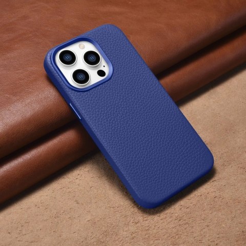 ICarer Litchi Premium Leather Case skórzane etui iPhone 14 Pro magnetyczne z MagSafe ciemnoniebieski (WMI14220710-DB) ICarer Litchi Premium Leather Case skórzane etui iPhone 14 Pro magnetyczne z MagSafe ciemnoniebieski (WMI14220710-DB)