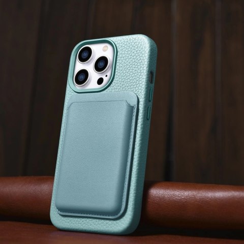 ICarer Litchi Premium Leather Case skórzane etui iPhone 14 Pro magnetyczne z MagSafe zielony (WMI14220710-GN) ICarer Litchi Premium Leather Case skórzane etui iPhone 14 Pro magnetyczne z MagSafe zielony (WMI14220710-GN)