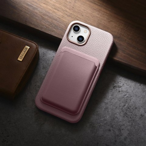 ICarer Litchi Premium Leather Case skórzane etui iPhone 14 magnetyczne z MagSafe różowy (WMI14220709-PK) ICarer Litchi Premium Leather Case skórzane etui iPhone 14 magnetyczne z MagSafe różowy (WMI14220709-PK)