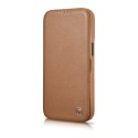 ICarer CE Premium Leather Folio Case skórzane etui iPhone 14 Plus z klapką magnetyczne MagSafe brązowy (WMI14220715-BN)