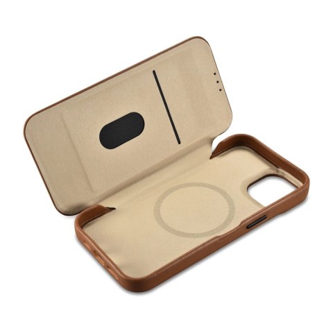 ICarer CE Premium Leather Folio Case skórzane etui iPhone 14 Plus z klapką magnetyczne MagSafe brązowy (WMI14220715-BN) ICarer CE Premium Leather Folio Case skórzane etui iPhone 14 Plus z klapką magnetyczne MagSafe brązowy (WMI14220715-BN)