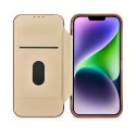 ICarer CE Premium Leather Folio Case skórzane etui iPhone 14 Plus z klapką magnetyczne MagSafe brązowy (WMI14220715-BN)