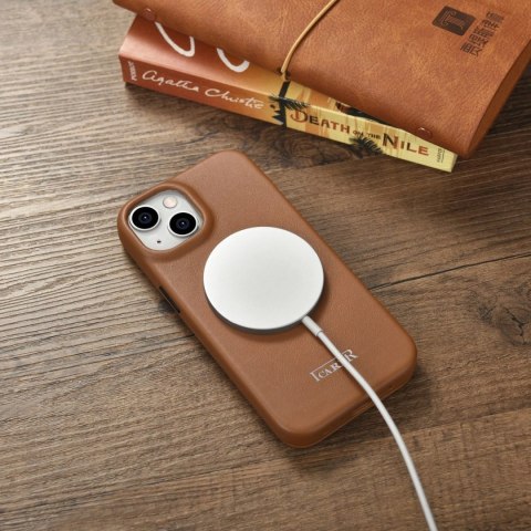 ICarer CE Premium Leather Folio Case skórzane etui iPhone 14 Plus z klapką magnetyczne MagSafe brązowy (WMI14220715-BN) ICarer CE Premium Leather Folio Case skórzane etui iPhone 14 Plus z klapką magnetyczne MagSafe brązowy (WMI14220715-BN)