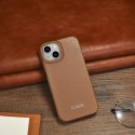 ICarer CE Premium Leather Folio Case skórzane etui iPhone 14 Plus z klapką magnetyczne MagSafe brązowy (WMI14220715-BN)