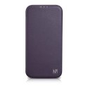 ICarer CE Premium Leather Folio Case skórzane etui iPhone 14 Plus z klapką magnetyczne MagSafe ciemnofioletowy (WMI14220715-DP)