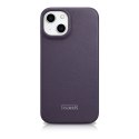 ICarer CE Premium Leather Folio Case skórzane etui iPhone 14 Plus z klapką magnetyczne MagSafe ciemnofioletowy (WMI14220715-DP)