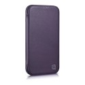 ICarer CE Premium Leather Folio Case skórzane etui iPhone 14 Plus z klapką magnetyczne MagSafe ciemnofioletowy (WMI14220715-DP)