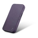 ICarer CE Premium Leather Folio Case skórzane etui iPhone 14 Plus z klapką magnetyczne MagSafe ciemnofioletowy (WMI14220715-DP)