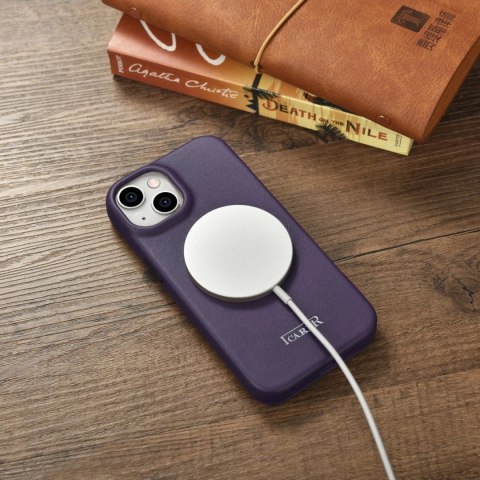 ICarer CE Premium Leather Folio Case skórzane etui iPhone 14 Plus z klapką magnetyczne MagSafe ciemnofioletowy (WMI14220715-DP) ICarer CE Premium Leather Folio Case skórzane etui iPhone 14 Plus z klapką magnetyczne MagSafe ciemnofioletowy (WMI14220715-DP)