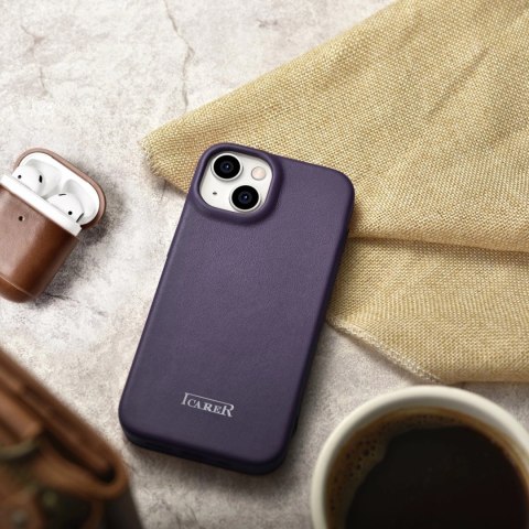 ICarer CE Premium Leather Folio Case skórzane etui iPhone 14 Plus z klapką magnetyczne MagSafe ciemnofioletowy (WMI14220715-DP) ICarer CE Premium Leather Folio Case skórzane etui iPhone 14 Plus z klapką magnetyczne MagSafe ciemnofioletowy (WMI14220715-DP)