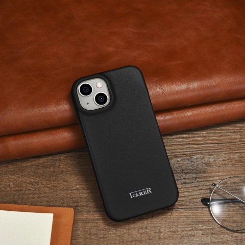 ICarer CE Premium Leather Folio Case skórzane etui iPhone 14 Plus z klapką magnetyczne MagSafe czarny (WMI14220715-BK) ICarer CE Premium Leather Folio Case skórzane etui iPhone 14 Plus z klapką magnetyczne MagSafe czarny (WMI14220715-BK)