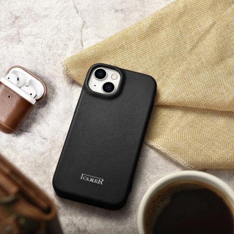 ICarer CE Premium Leather Folio Case skórzane etui iPhone 14 Plus z klapką magnetyczne MagSafe czarny (WMI14220715-BK) ICarer CE Premium Leather Folio Case skórzane etui iPhone 14 Plus z klapką magnetyczne MagSafe czarny (WMI14220715-BK)