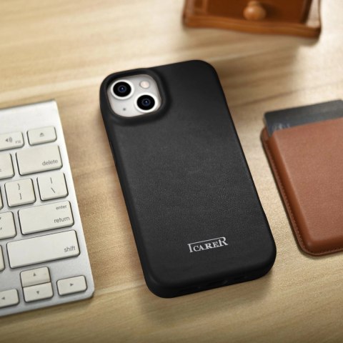 ICarer CE Premium Leather Folio Case skórzane etui iPhone 14 Plus z klapką magnetyczne MagSafe czarny (WMI14220715-BK) ICarer CE Premium Leather Folio Case skórzane etui iPhone 14 Plus z klapką magnetyczne MagSafe czarny (WMI14220715-BK)