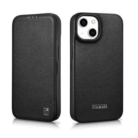 ICarer CE Premium Leather Folio Case skórzane etui iPhone 14 Plus z klapką magnetyczne MagSafe czarny (WMI14220715-BK) ICarer CE Premium Leather Folio Case skórzane etui iPhone 14 Plus z klapką magnetyczne MagSafe czarny (WMI14220715-BK)