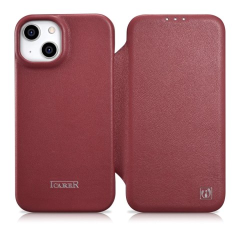 ICarer CE Premium Leather Folio Case skórzane etui iPhone 14 Plus z klapką magnetyczne MagSafe czerwony (WMI14220715-RD) ICarer CE Premium Leather Folio Case skórzane etui iPhone 14 Plus z klapką magnetyczne MagSafe czerwony (WMI14220715-RD)