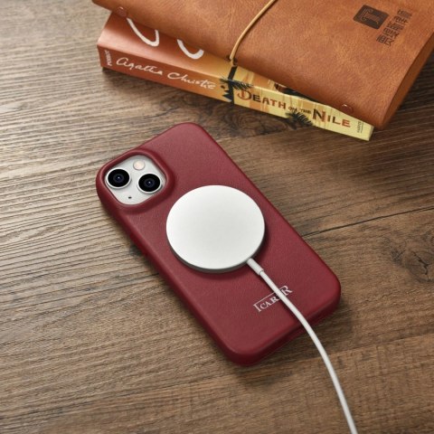 ICarer CE Premium Leather Folio Case skórzane etui iPhone 14 Plus z klapką magnetyczne MagSafe czerwony (WMI14220715-RD) ICarer CE Premium Leather Folio Case skórzane etui iPhone 14 Plus z klapką magnetyczne MagSafe czerwony (WMI14220715-RD)
