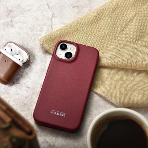 ICarer CE Premium Leather Folio Case skórzane etui iPhone 14 Plus z klapką magnetyczne MagSafe czerwony (WMI14220715-RD) ICarer CE Premium Leather Folio Case skórzane etui iPhone 14 Plus z klapką magnetyczne MagSafe czerwony (WMI14220715-RD)