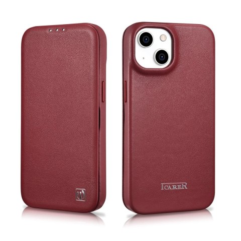 ICarer CE Premium Leather Folio Case skórzane etui iPhone 14 Plus z klapką magnetyczne MagSafe czerwony (WMI14220715-RD) ICarer CE Premium Leather Folio Case skórzane etui iPhone 14 Plus z klapką magnetyczne MagSafe czerwony (WMI14220715-RD)