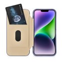 ICarer CE Premium Leather Folio Case skórzane etui iPhone 14 Plus z klapką magnetyczne MagSafe jasnofioletowy (WMI14220715-LP)