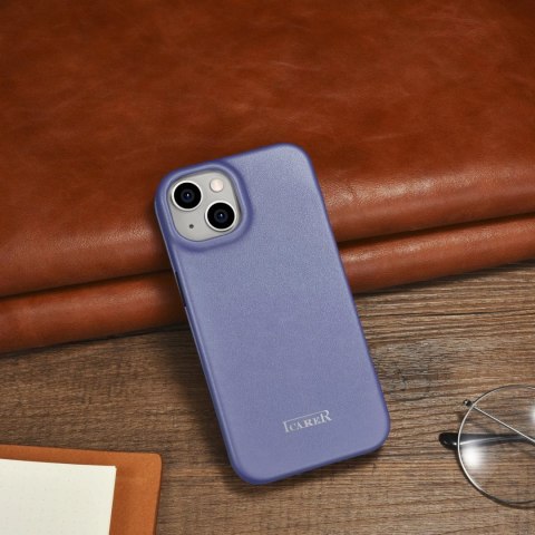ICarer CE Premium Leather Folio Case skórzane etui iPhone 14 Plus z klapką magnetyczne MagSafe jasnofioletowy (WMI14220715-LP) ICarer CE Premium Leather Folio Case skórzane etui iPhone 14 Plus z klapką magnetyczne MagSafe jasnofioletowy (WMI14220715-LP)