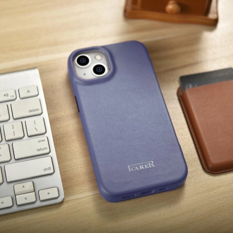 ICarer CE Premium Leather Folio Case skórzane etui iPhone 14 Plus z klapką magnetyczne MagSafe jasnofioletowy (WMI14220715-LP) ICarer CE Premium Leather Folio Case skórzane etui iPhone 14 Plus z klapką magnetyczne MagSafe jasnofioletowy (WMI14220715-LP)