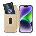 ICarer CE Premium Leather Folio Case skórzane etui iPhone 14 Plus z klapką magnetyczne MagSafe niebieski (WMI14220715-BU)