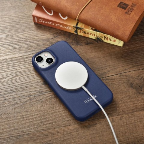 ICarer CE Premium Leather Folio Case skórzane etui iPhone 14 Plus z klapką magnetyczne MagSafe niebieski (WMI14220715-BU) ICarer CE Premium Leather Folio Case skórzane etui iPhone 14 Plus z klapką magnetyczne MagSafe niebieski (WMI14220715-BU)