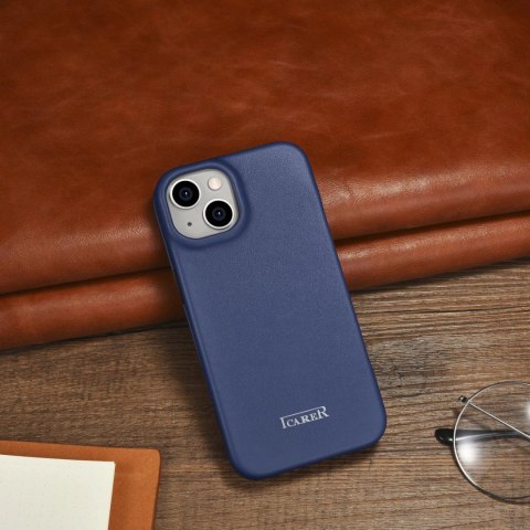 ICarer CE Premium Leather Folio Case skórzane etui iPhone 14 Plus z klapką magnetyczne MagSafe niebieski (WMI14220715-BU) ICarer CE Premium Leather Folio Case skórzane etui iPhone 14 Plus z klapką magnetyczne MagSafe niebieski (WMI14220715-BU)