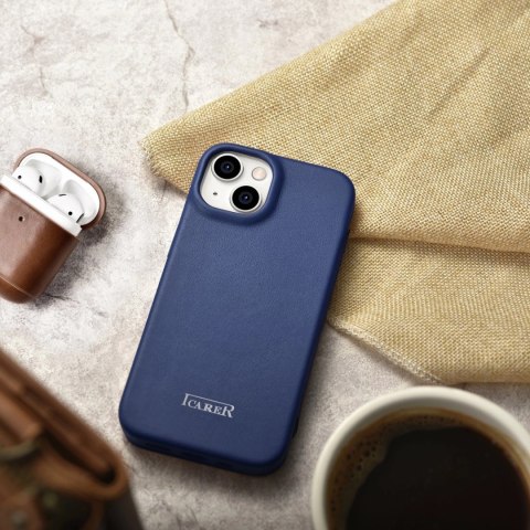 ICarer CE Premium Leather Folio Case skórzane etui iPhone 14 Plus z klapką magnetyczne MagSafe niebieski (WMI14220715-BU) ICarer CE Premium Leather Folio Case skórzane etui iPhone 14 Plus z klapką magnetyczne MagSafe niebieski (WMI14220715-BU)