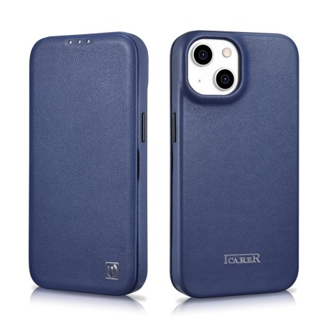 ICarer CE Premium Leather Folio Case skórzane etui iPhone 14 Plus z klapką magnetyczne MagSafe niebieski (WMI14220715-BU) ICarer CE Premium Leather Folio Case skórzane etui iPhone 14 Plus z klapką magnetyczne MagSafe niebieski (WMI14220715-BU)