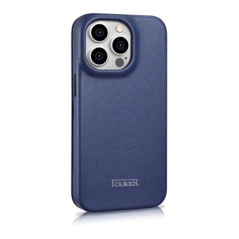 ICarer CE Premium Leather Folio Case skórzane etui iPhone 14 Pro Max z klapką magnetyczne MagSafe niebieski (WMI14220716-BU) ICarer CE Premium Leather Folio Case skórzane etui iPhone 14 Pro Max z klapką magnetyczne MagSafe niebieski (WMI14220716-BU)
