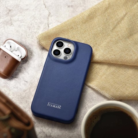 ICarer CE Premium Leather Folio Case skórzane etui iPhone 14 Pro Max z klapką magnetyczne MagSafe niebieski (WMI14220716-BU) ICarer CE Premium Leather Folio Case skórzane etui iPhone 14 Pro Max z klapką magnetyczne MagSafe niebieski (WMI14220716-BU)