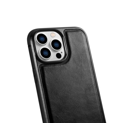 ICarer Leather Oil Wax etui iPhone 14 Pro Max skórzany pokrowiec czarne (WMI14220720-BK) ICarer Leather Oil Wax etui iPhone 14 Pro Max skórzany pokrowiec czarne (WMI14220720-BK)