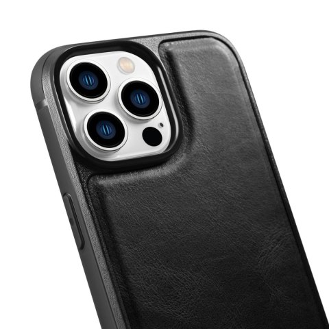 ICarer Leather Oil Wax etui iPhone 14 Pro Max skórzany pokrowiec czarne (WMI14220720-BK) ICarer Leather Oil Wax etui iPhone 14 Pro Max skórzany pokrowiec czarne (WMI14220720-BK)