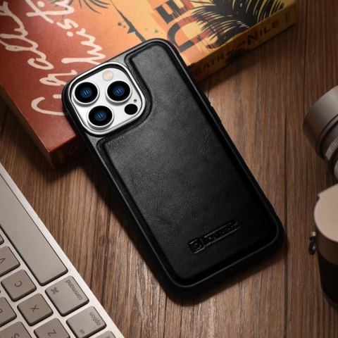 ICarer Leather Oil Wax etui iPhone 14 Pro Max skórzany pokrowiec czarne (WMI14220720-BK) ICarer Leather Oil Wax etui iPhone 14 Pro Max skórzany pokrowiec czarne (WMI14220720-BK)
