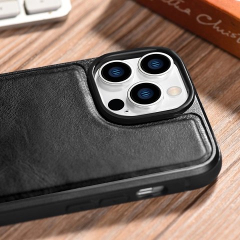 ICarer Leather Oil Wax etui iPhone 14 Pro Max skórzany pokrowiec czarne (WMI14220720-BK) ICarer Leather Oil Wax etui iPhone 14 Pro Max skórzany pokrowiec czarne (WMI14220720-BK)