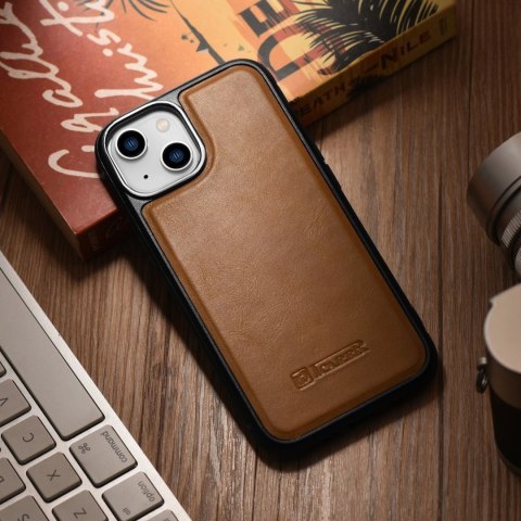 ICarer Leather Oil Wax etui pokryte naturalną skórą do iPhone 14 Plus brązowy (WMI14220719-TN) ICarer Leather Oil Wax etui pokryte naturalną skórą do iPhone 14 Plus brązowy (WMI14220719-TN)