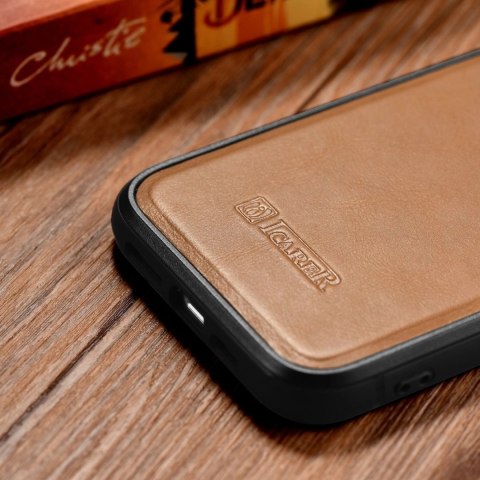 ICarer Leather Oil Wax etui pokryte naturalną skórą do iPhone 14 Plus brązowy (WMI14220719-TN) ICarer Leather Oil Wax etui pokryte naturalną skórą do iPhone 14 Plus brązowy (WMI14220719-TN)