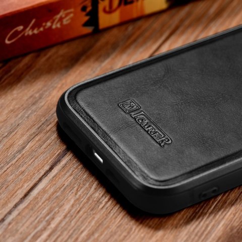 ICarer Leather Oil Wax etui pokryte naturalną skórą do iPhone 14 Plus czarny (WMI14220719-BK) ICarer Leather Oil Wax etui pokryte naturalną skórą do iPhone 14 Plus czarny (WMI14220719-BK)
