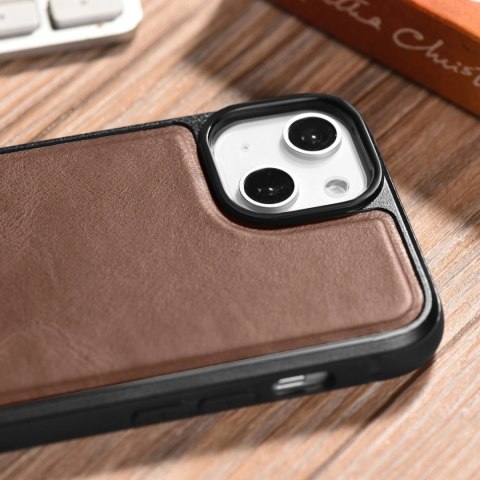 ICarer Leather Oil Wax etui pokryte naturalną skórą do iPhone 14 Plus (kompatybilne z MagSafe) brązowy (WMI14220719-BN) ICarer Leather Oil Wax etui pokryte naturalną skórą do iPhone 14 Plus (kompatybilne z MagSafe) brązowy (WMI14220719-BN)