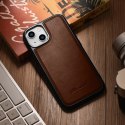 ICarer Leather Oil Wax etui pokryte naturalną skórą do iPhone 14 Plus (kompatybilne z MagSafe) brązowy (WMI14220719-BN)
