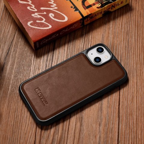 ICarer Leather Oil Wax etui pokryte naturalną skórą do iPhone 14 Plus (kompatybilne z MagSafe) brązowy (WMI14220719-BN) ICarer Leather Oil Wax etui pokryte naturalną skórą do iPhone 14 Plus (kompatybilne z MagSafe) brązowy (WMI14220719-BN)