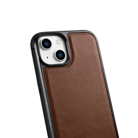 ICarer Leather Oil Wax etui pokryte naturalną skórą do iPhone 14 Plus (kompatybilne z MagSafe) brązowy (WMI14220719-BN) ICarer Leather Oil Wax etui pokryte naturalną skórą do iPhone 14 Plus (kompatybilne z MagSafe) brązowy (WMI14220719-BN)