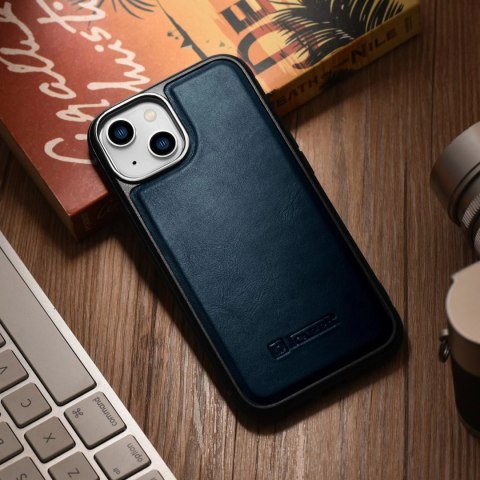ICarer Leather Oil Wax etui pokryte naturalną skórą do iPhone 14 Plus niebieski (WMI14220719-BU) ICarer Leather Oil Wax etui pokryte naturalną skórą do iPhone 14 Plus niebieski (WMI14220719-BU)